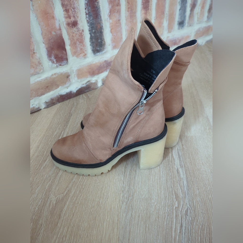 NEW Free People Zip Jack Leather Slouch Bootie Spiced Chai Org. $198 - Picture 8 of 15